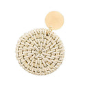 Rattan Earrings Geometric Woven Wicker Boho Beach Dangle Earrings (Round) Newly