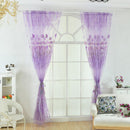 Offset Printing Sheer Curtain Yarn Tulle Window Screen Voile Panel(Purple)