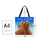 Cow and flower Printed Shoulder Shopping Bag Casual Large Tote Handbag