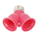 20pcs E27 to 2E27 Lamp Holder Converter Adapter Bulb Base(Pink)