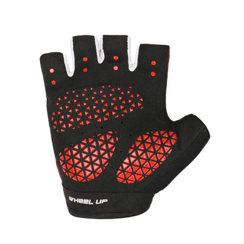 WHEEL UP Cycling Half Finger Gloves Sun Protection Sport Gloves (Red XL)