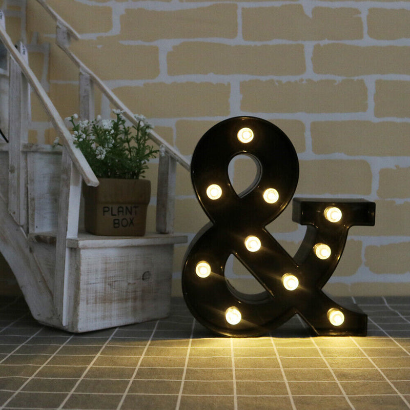 Letters LED Night Lights Alphabet Symbol Sign Lamp Home Wedding Decor (&) Newly