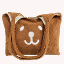 Women Soft Warm Plush Bear Pattern Handbags Female Travel Fluffy Underarm Bags