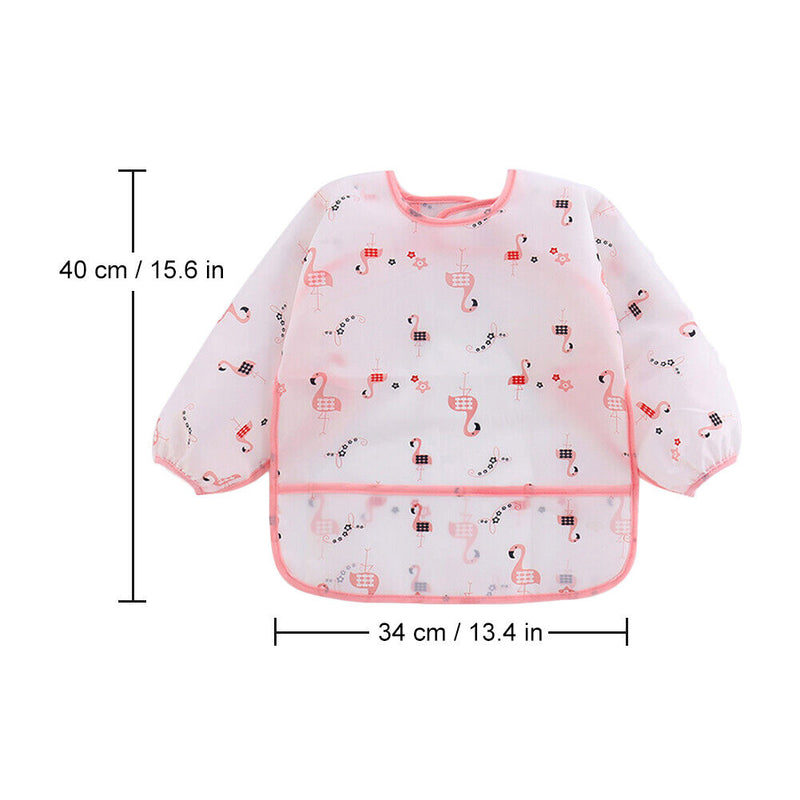 Baby Feeding Bibs Kids Waterproof Long Sleeve Coverall (0-3Years Flamingo) Newly