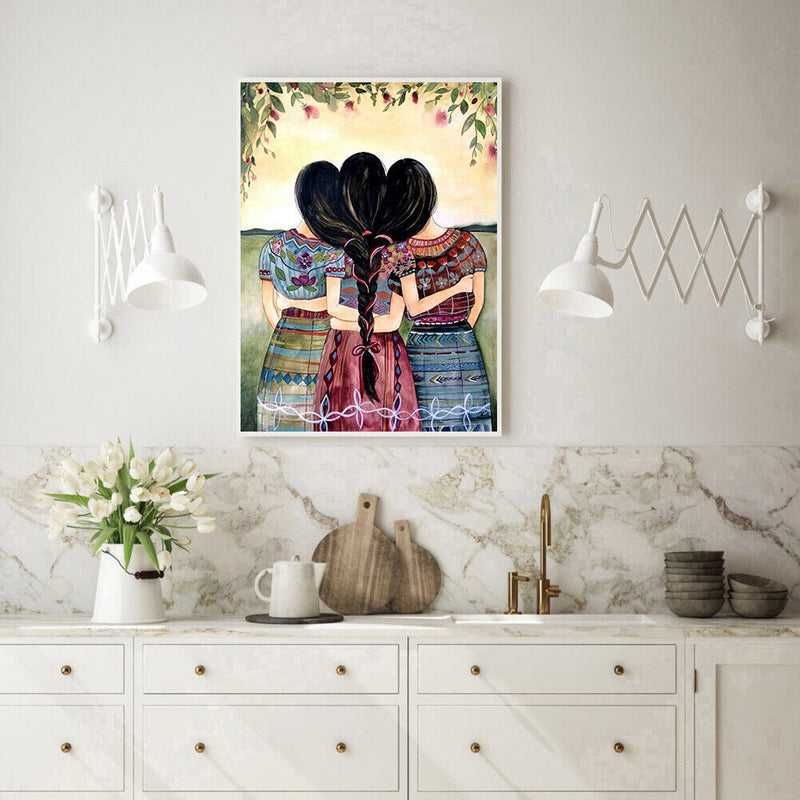 DIY Full Round Drill Diamond Painting Three Girls Picture Rhinestone Mosaic Kit