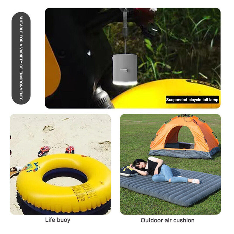 USB Mini Outdoor Inflatable Mat Air Pump Camping Emergency Lighting (White)