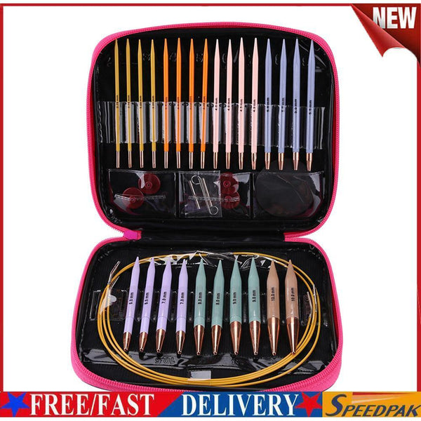 Crochet Hook Circular Knitting Needles Set with Case DIY Craft Sewing Kits #F