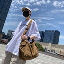Soft Canvas Shoulder Crossbody Bag Large Capacity Solid Color Messenger Handbags
