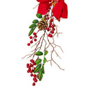Faux Plant Decoration Eucalyptus Leaf Vines Red Fruit Pine Needle Pine Cone