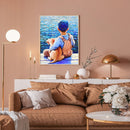 Holding Dog Boy Oil Paint By Numbers Kits Canvas Picture DIY Wall Art Craft