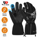 WEST BIKING Winter Electric Heated Thermal Gloves USB Rechargeable Cycling Glove
