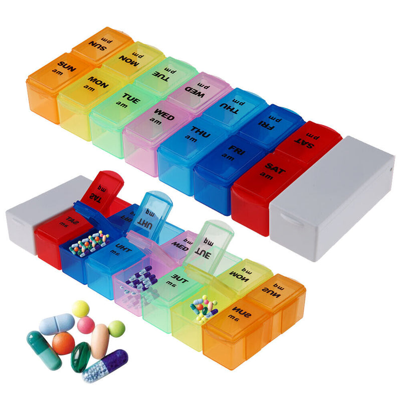 domybest Removable Pill Organizer Box One Week Bin PM Medication Taking