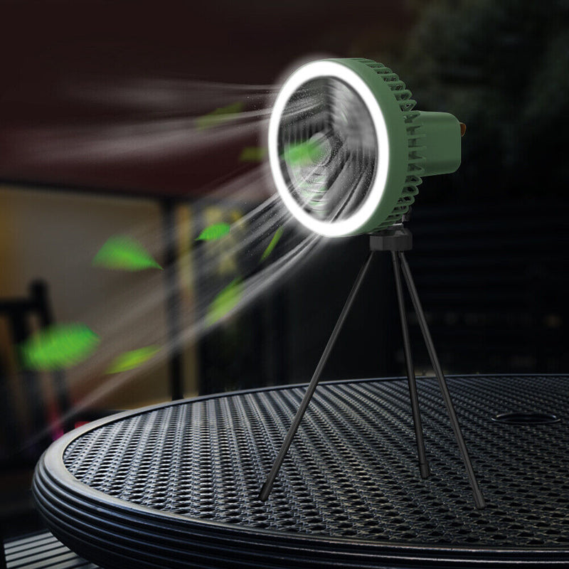 Multifunctional Mini Fan with Tripod Light Desktop for Outdoor Camping Ceiling