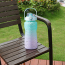 2000ML Large Capacity Water Bottle Straw Plastic Cup with Handle (Green) Newly