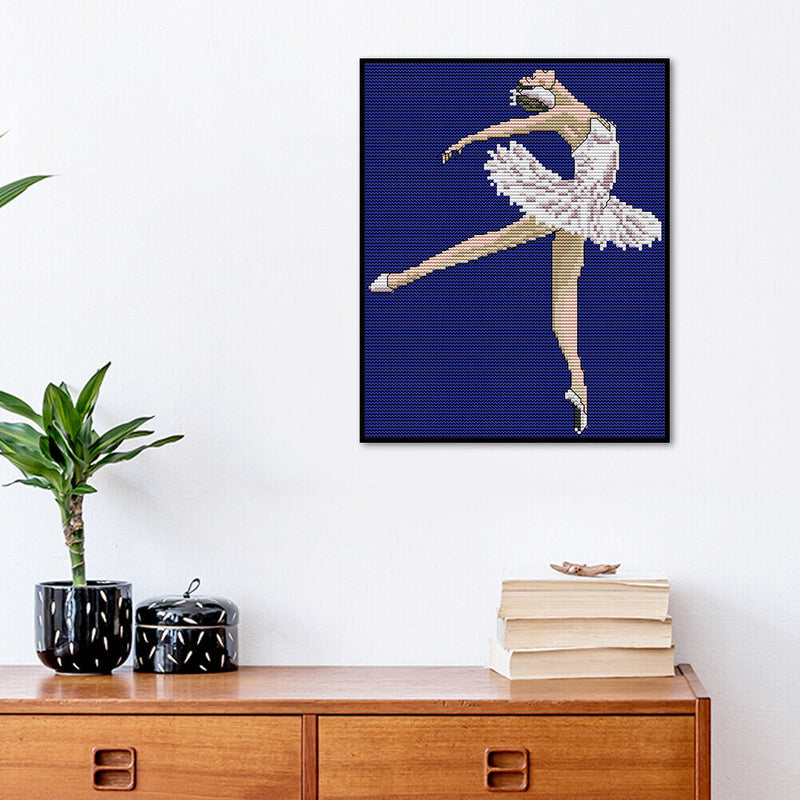 14CT Full Cross Stitch Ballet Stamped DIY Kits Wall Art Crafts Home Decorations