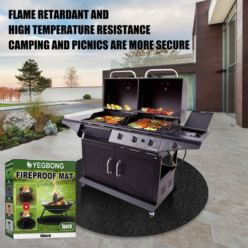 Fire Pit Mat - Fire Heat Resistant Pad for Under Grill Bonfires Grass Garden