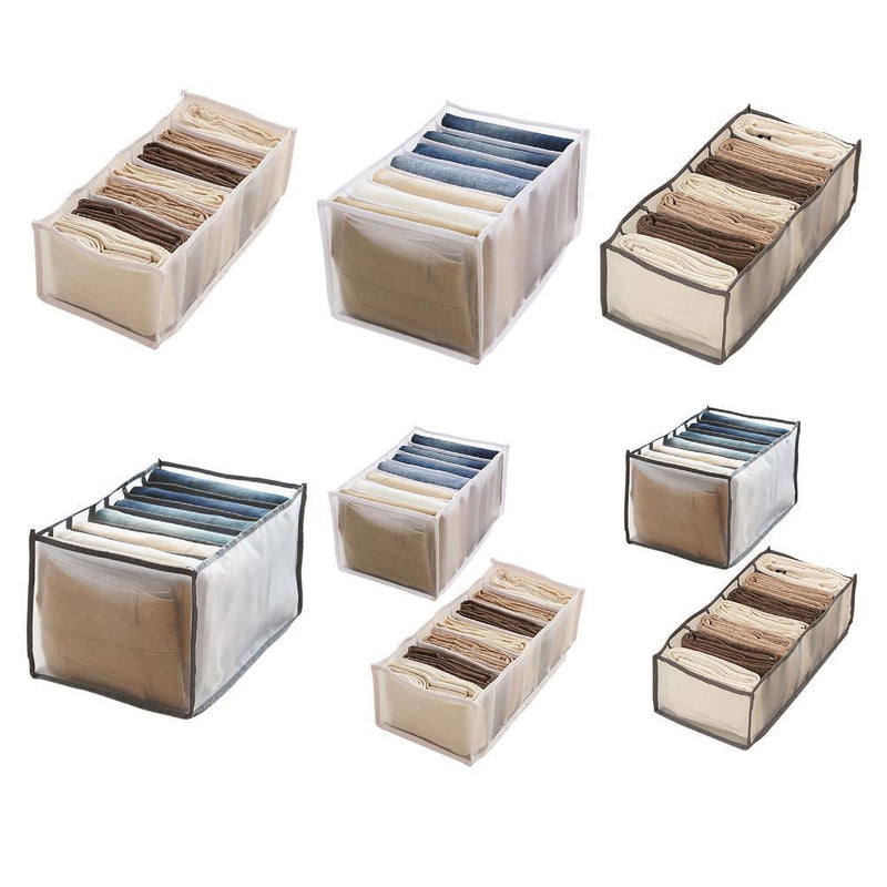 3pcs Cloth Drawer Organizer Cabinet Closet Divider for Jeans (7 Cell White)