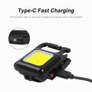 Mini Flashlight Keychain COB LED Pocket Work Light Corkscrew for Outdoor Camping