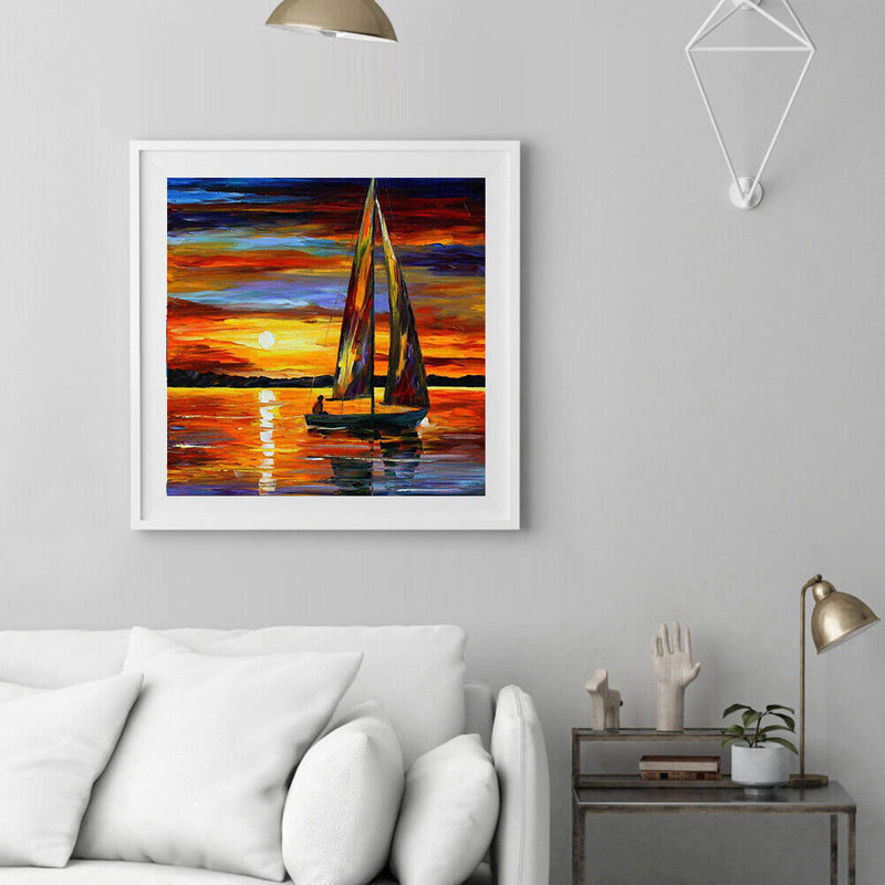 Sunset Sailboat Oil Paint By Numbers Kits Canvas Picture DIY Wall Art Craft