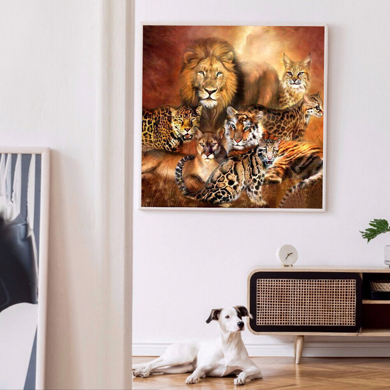 5D DIY Diamond Painting Jungle Animals Full Round Rhinestone Home Picture Newly