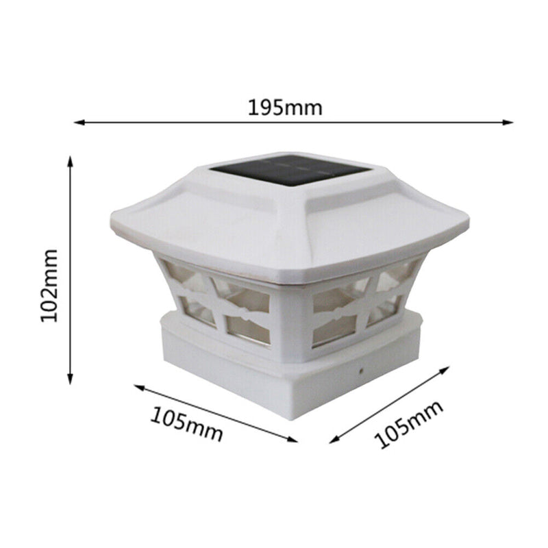 Solar Post Cap Lamp LED Waterproof Outdoor Deck Light Garden Decor (White) Newly