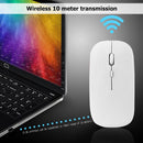 W8 2.4G Wireless Thin Silent Mouse 1600DPI 4 Keys Optical Mice (White)