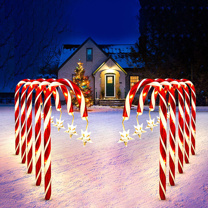 #A 60/72led Solar Candy Cane Lights Ip65 Waterproof 8 Modes for Holiday Party De