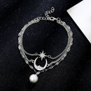 3 Layered Leg Chain Moon Star Summer Bohemian Women Anklet Beach Ankle Bracelet