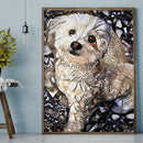 5D DIY Full Drill Round Shape Puppy Rhinestone Diamond Drawing Home Decoration
