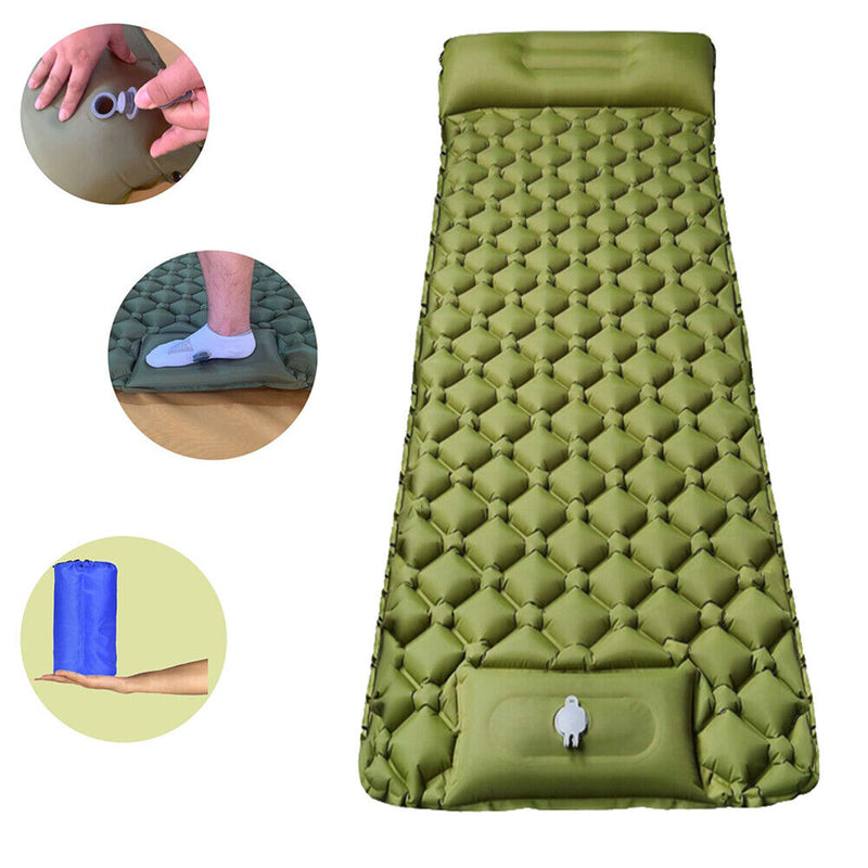 Outdoor Sleeping Pad Camping Inflatable Mattress Air Cushion (Army Green)