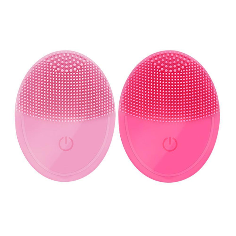Electric Face Cleaing Brush Silicone Deep Washing Massager Cleaner (Pink)