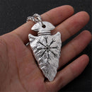 Chain Helm of Awe Spear and Vegvisir Pendant Nordic Viking Rune Necklace