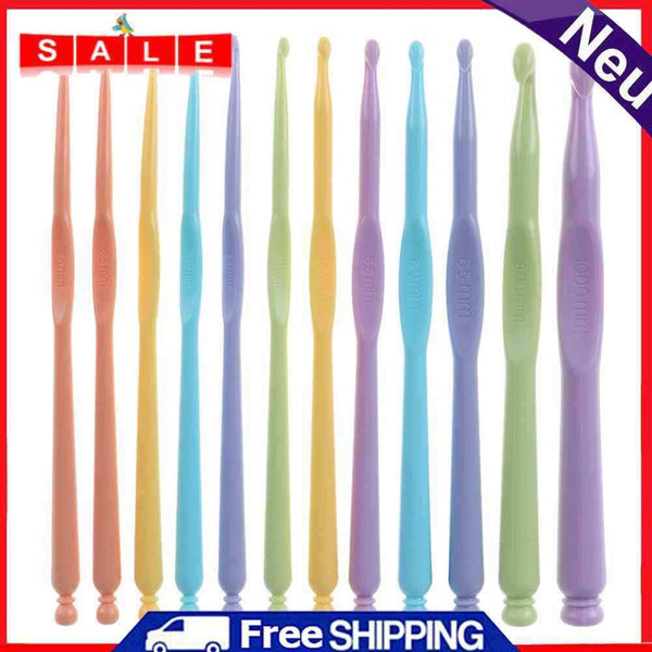 12pcs 2-10mm Plastic Crochet Hook Set Knitting Needles Craft Weaving Tools