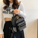 Fashion Rhinestone Backpack Women Crystal PU Small Travel Shoulder School Bags