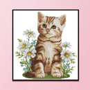 Flower Cat Partial Cross Stitch 14CT Counted Embroidery DIY Animal Crafts
