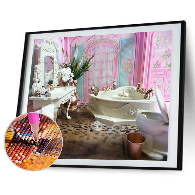 5D DIY Full Drill Round Shape Bathtub Rhinestone Diamond Drawing Home Decoration