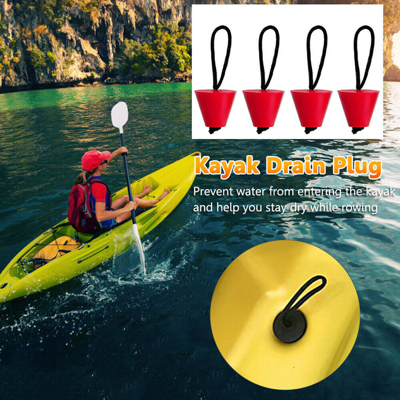 4x Kayak Canoe Boat Scupper Plugs Marine Dinghy Drain Holes Stopper (Red)