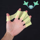 Finger Webbed Swim Gloves Fins Hand Web Flippers Training Paddles (Green L)