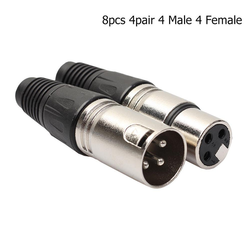 8pcs XLR Connector 3Pin Audio Microphone MIC XLR Male Plug Female Jack Adap