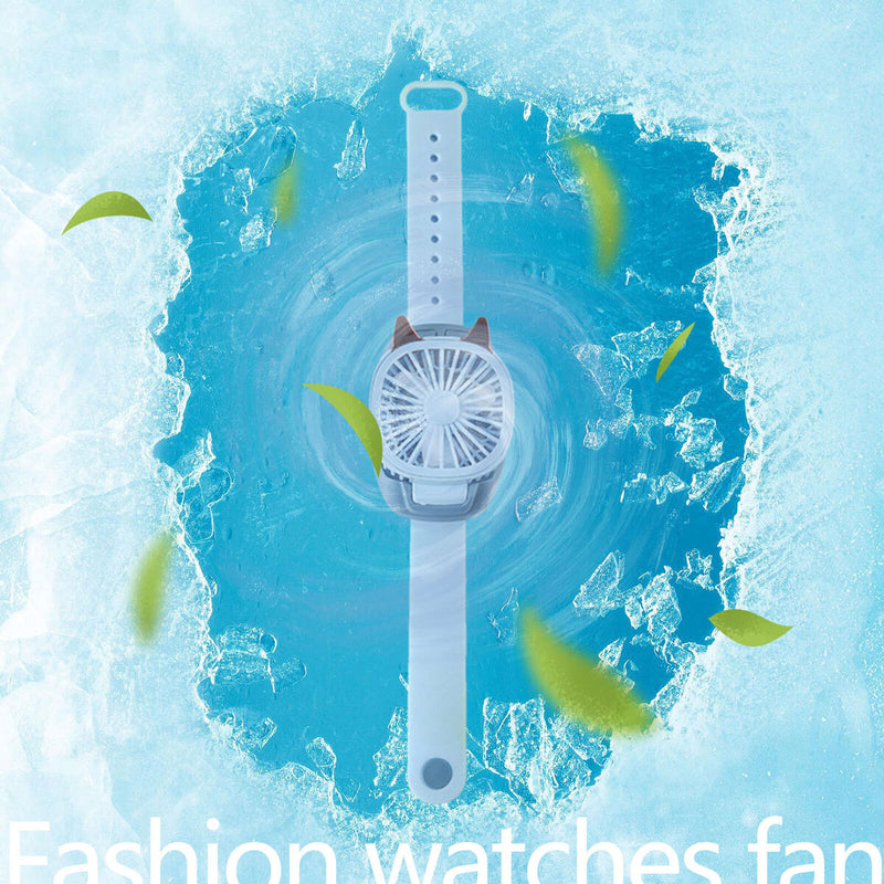 Fan Watches, Mini Silent Electric Personal Watch Cooling Wrist Fan (Blue)