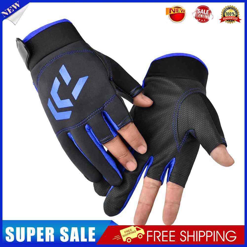 3-Finger Cut Unisex Arrow Fishing Gloves Non-Slip Angling Gloves (Blue)