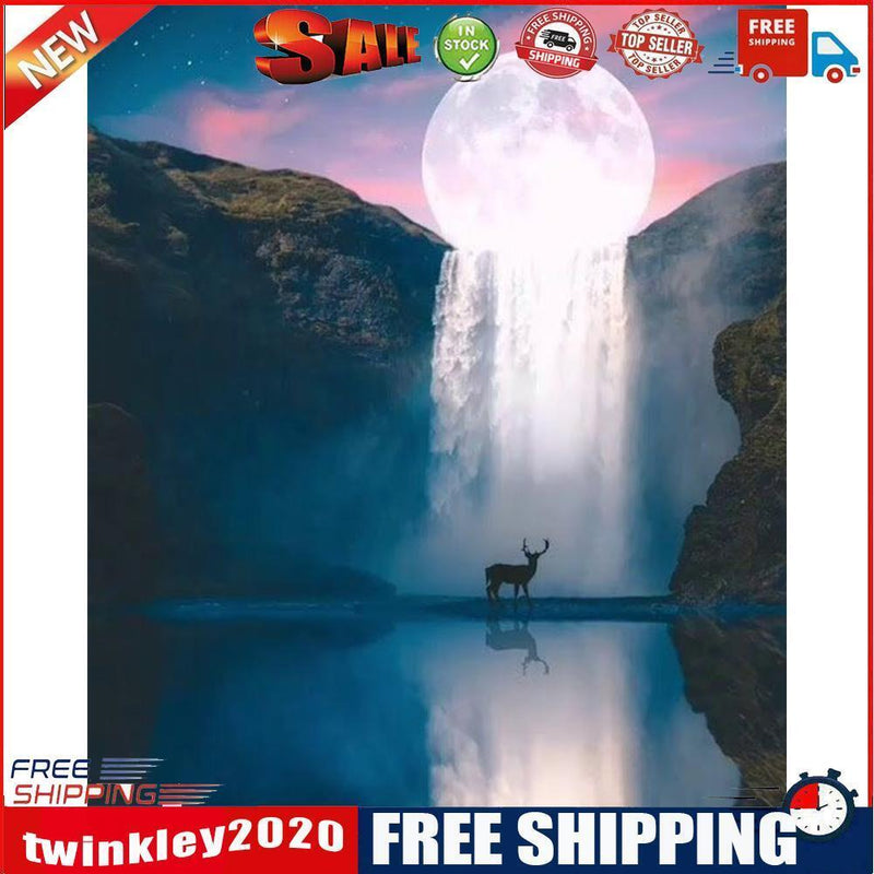 Frameless Oil Paint By Numbers Moon Fall DIY Canvas Picture Craft for Home