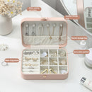 Velvet Jewelry Box Portable Necklace Earrings Organizer with Lock (Pink)