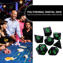 7pcs/Set Multi-Sided Digital Dices D4 D6 D8 D10 D12 D20 for TRPG (Green)