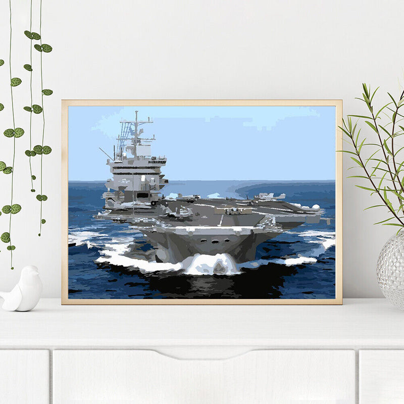 Oil Paint by Numbers Spaceship Canvas Artwork Living Room Picture Art Decoration