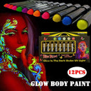 12X Halloween Glow In Dark Face Black Light Paint Neon Crayon Kit Makeup Marker