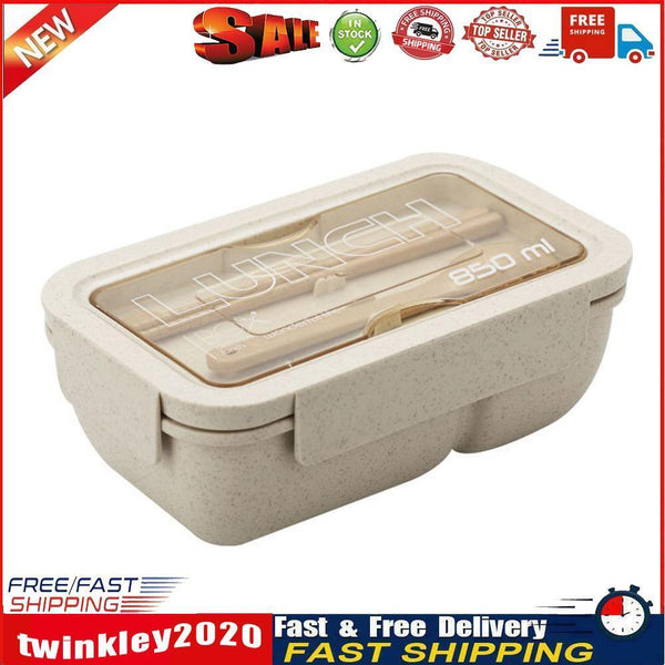 Microwave Lunch Containers Box with Compartments Food Container (Beige) Newly