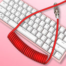 Mechanical Keyboard Aviator Aviation Connector Coiled Type-C Cable (Red)