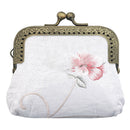 Embossed Clutch Purse Clasp Lock Beads Square Shaped Wallet Metal Handle Fram