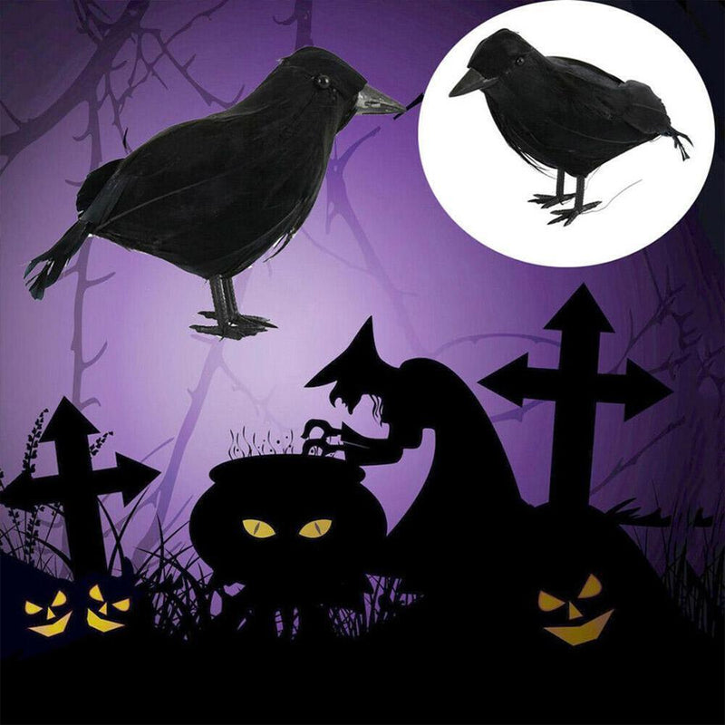 Halloween Stuffed Feather Crow Bird Black Ravens Fancy Prop Decor Home C9M2
